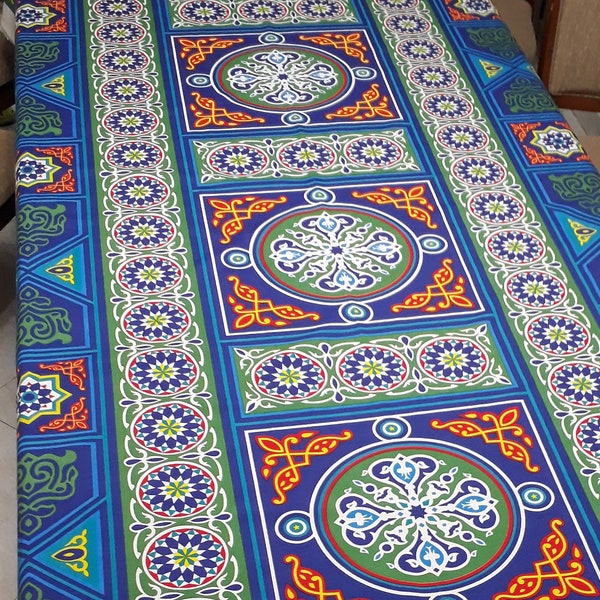 Tissu égyptien traditionnel avec des mandala - Parfait pour mariage oriental, déco ethnique, couture de nappes. Disponible par bloc de 61 cm