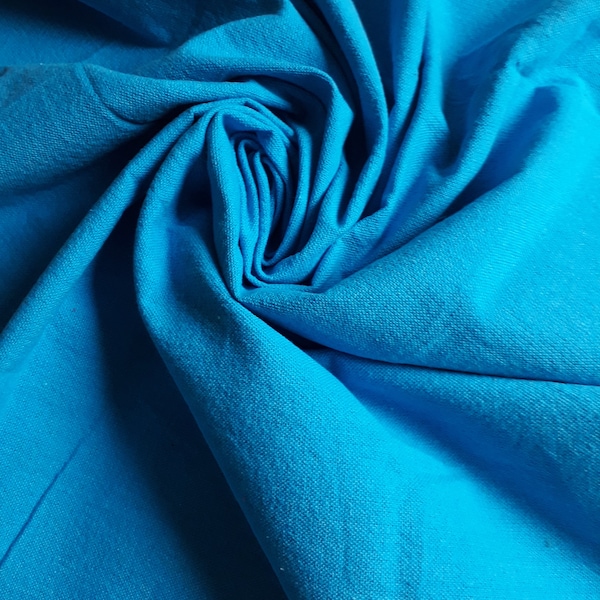 Toile épaisse turquoise 100% coton fabriquée en Egypte tissu lourd mers du sud à utiliser pour décoration, housses de coussin. Par 50 cm