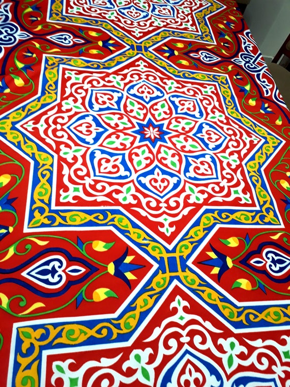 Très Grosse étoile à 8 Branches Imprimées Sur Tissu égyptien Avec Des Fleurs De Lotus à Vendre Par Bloc 1 Bloc 1 étoile 83 Cm