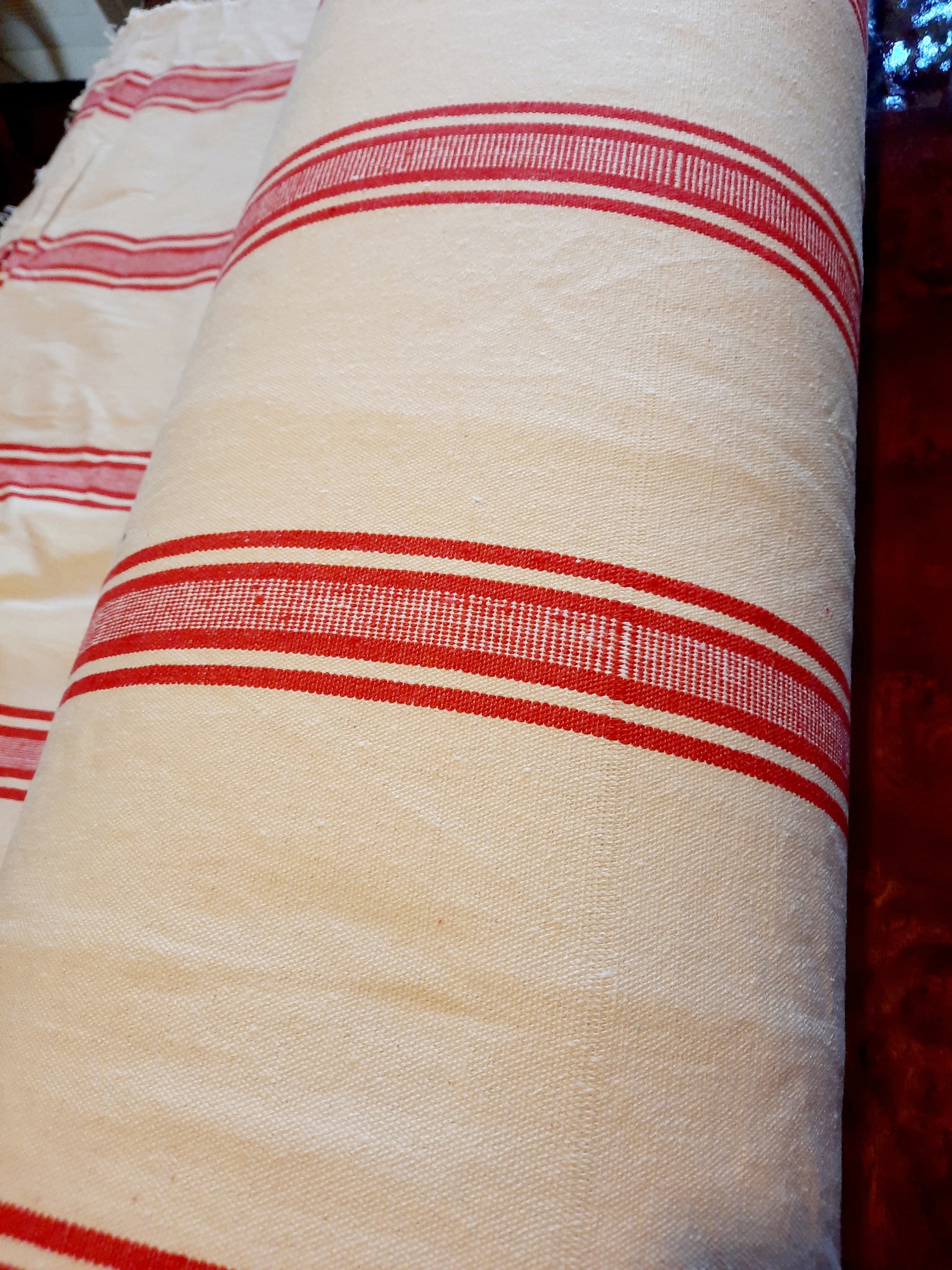 Very Thick Reversible Striped Canvas With Red Strips for Heavy - Etsy