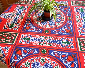 Round tablecloth in unique ethnic fabric for a round table or table topper for large round, oval table. Pick you colors