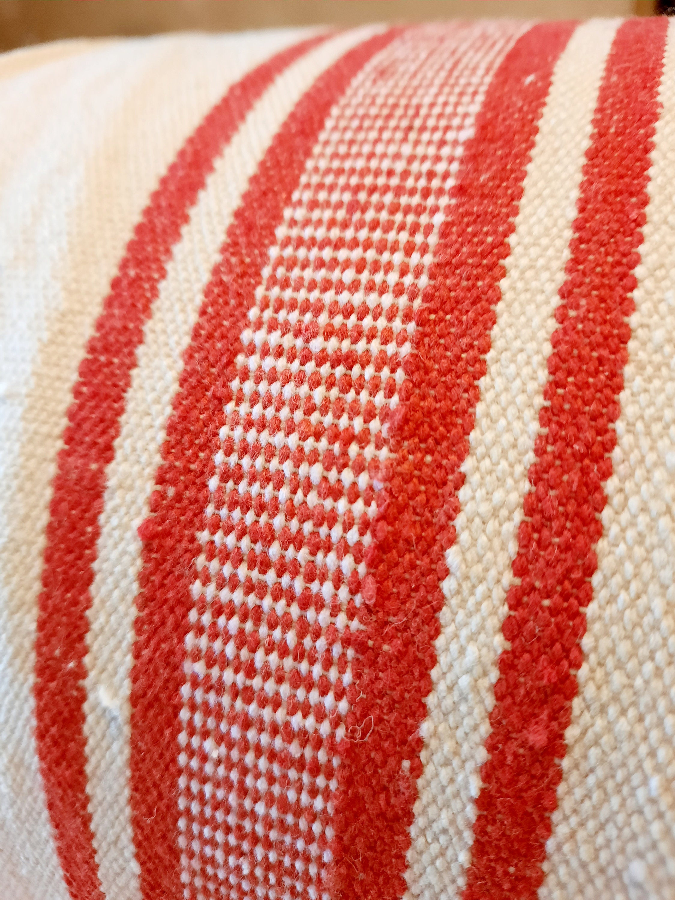 Very Thick Reversible Striped Canvas With Red Strips for Heavy | Etsy