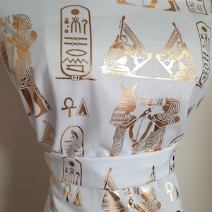 Gold Egyptian print fabric for ancient Egypt party gowns. Egyptian style, clothing or Decoration. Price for 50 cm - 20 in