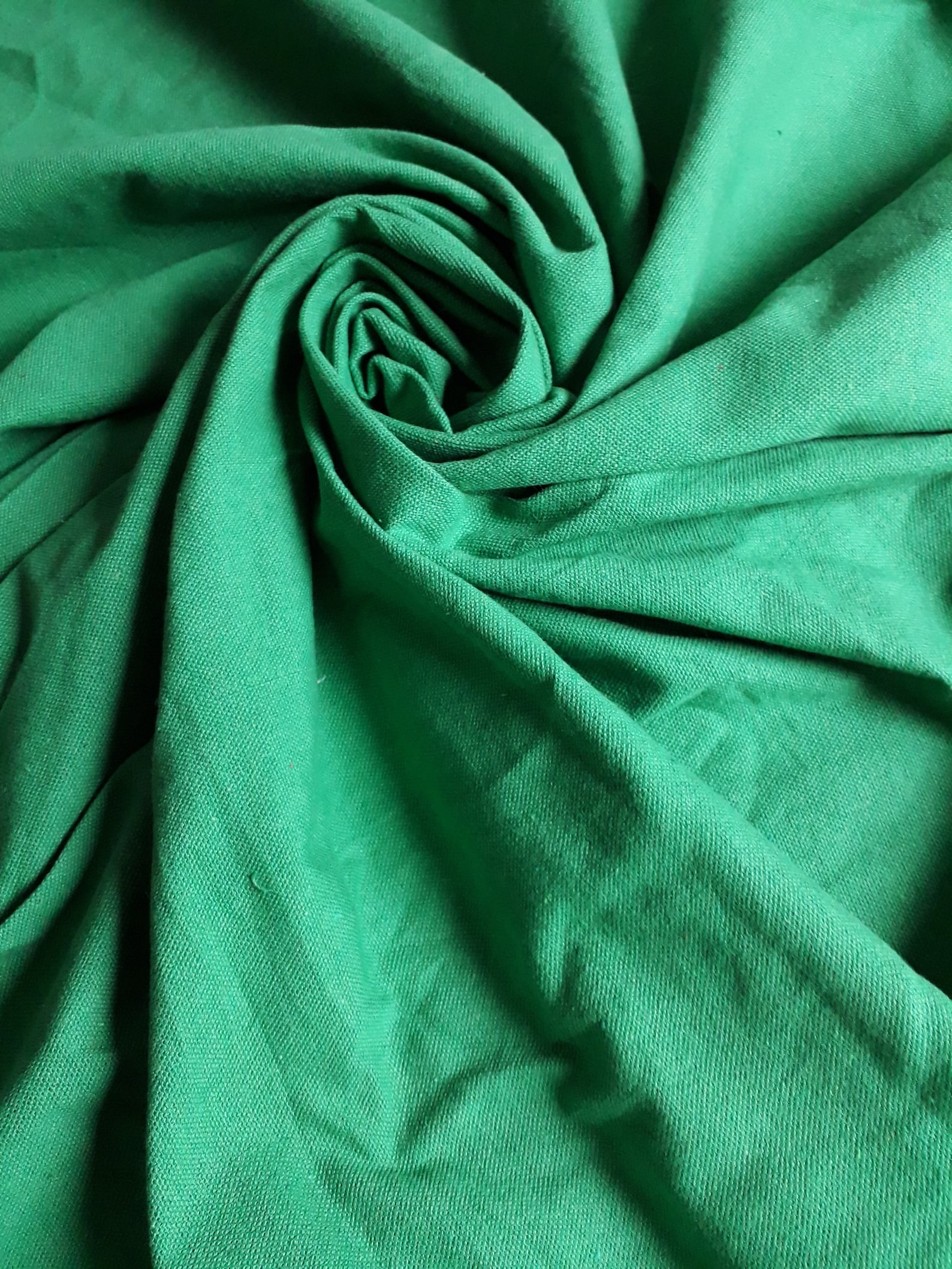Solid and thick green cotton fabric 150 cm 4.92 ft wide. Etsy