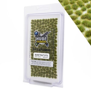 Huge Miniatures Mini Tufts, Burnt Static Grass for Historical Model Miniature Basing by Huge Minis – 200+ Self-Adhesive Grass Tufts