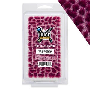 Huge Miniatures Otherworld Tufts, Pink Alien Static Grass for Diorama Scenery and Model Basing by Huge Minis – 100 Self-Adhesive Grass Tufts
