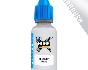 Huge Miniatures Airbrush Acrylic Paint, Platinum Metallic Model Paint Miniature Scale Modeling Color – 17ml Dropper Bottle