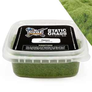 Huge Miniatures Static Grass, Mossy Green 2mm Summer Spring Diorama Tabletop Scenery and Model Basing  Autumn Fall Winter – 8oz Container