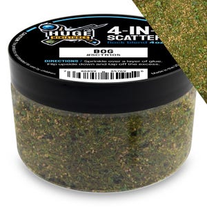 Huge Miniatures 4-in-1 Scatter, Bog Scenery Model Basing Materials for Gaming and Tabletop or Diorama Railroad Layout – 4oz Resealable Jar