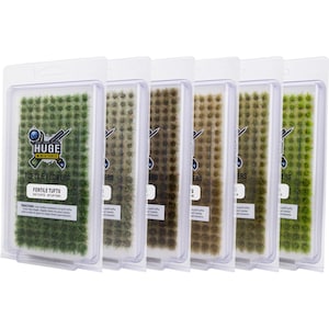 Huge Miniatures Grass Tuft Bundle, 6mm Static Grass Tufts - 6 Packs