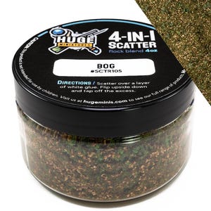 Huge Miniatures 4-in-1 Scatter, Bog Scenery Model Basing Materials for Gaming and Tabletop or Diorama Railroad Layout – 4oz Resealable Jar