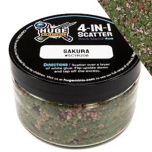 Huge Miniatures 4-in-1 Scatter, Sakura Scenery Model Basing Materials for Gaming and Tabletop or Diorama Railroad Layout – 4oz Jar