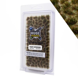 Huge Miniatures Overgrown Tufts, Muddy Static Grass for Diorama Scenery and Model Basing by Huge Minis – 100 Self-Adhesive Grass Tufts