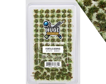 Huge Miniatures Debris Tufts, Fertile Static Grass for Model Basing Scenery and Dioramas by Huge Minis – 82 Self-Adhesive Grass Tufts