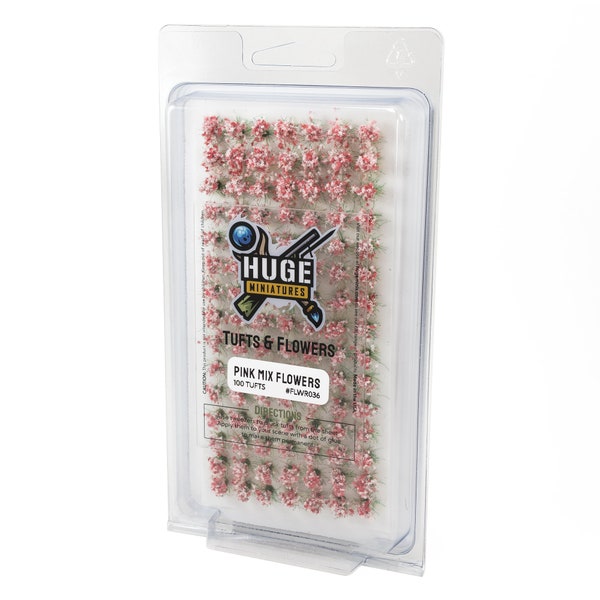 Huge Miniatures Flower Tufts, Pink Mix Static Grass Shrubs for Diorama and Model Bases by Huge Minis – 100 Self-Adhesive Flower Tufts