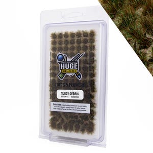 Huge Miniatures Debris Tufts, Muddy Static Grass for Model Basing Scenery and Dioramas by Huge Minis – 100 Self-Adhesive Grass Tufts