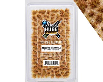 Huge Miniatures Otherworld Tufts, Yellow Static Grass for Diorama Scenery and Model Basing by Huge Minis – 100 Self-Adhesive Grass Tufts