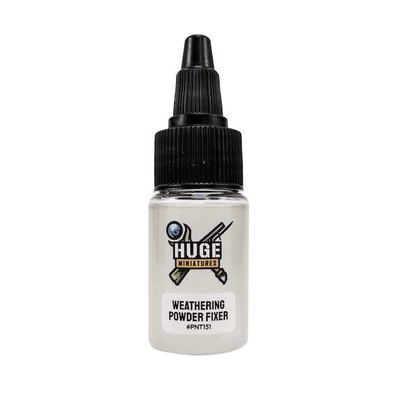 Huge Miniatures Weathering Powder Fixer, Powdered Pigment Sealer for Model Terrain Scenery and Vehicles Huge Minis – 17ml Dropper Bottle