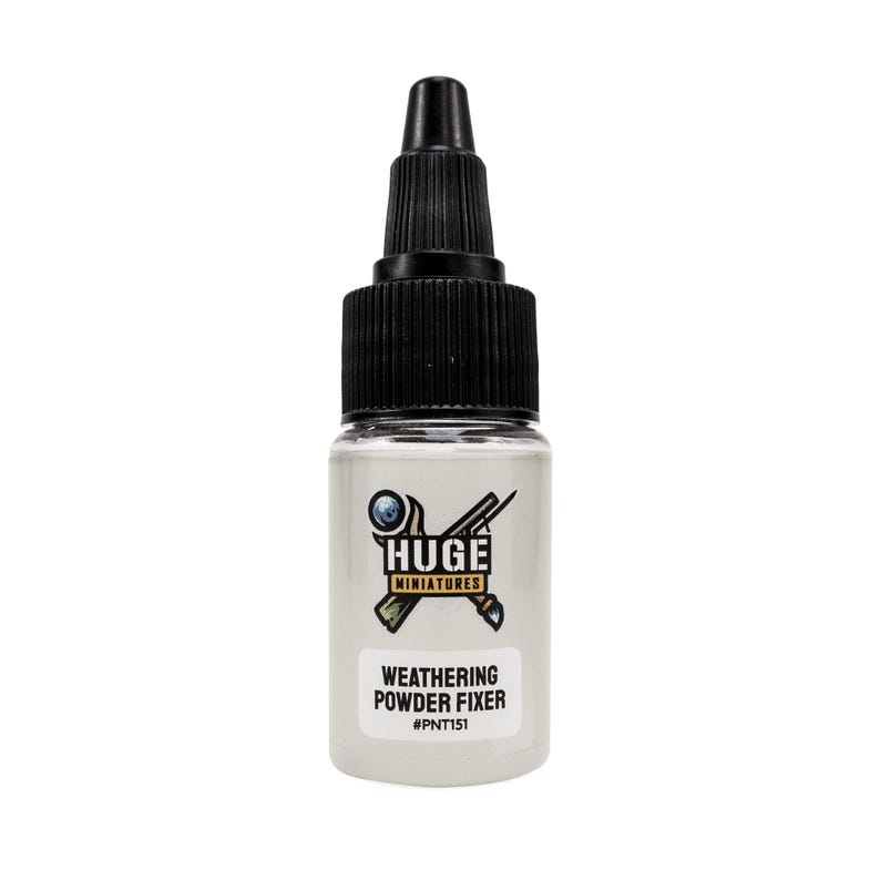 Huge Miniatures Weathering Powder Fixer, Powdered Pigment Sealer for Model Terrain Scenery and Vehicles Huge Minis – 17ml Dropper Bottle image 1