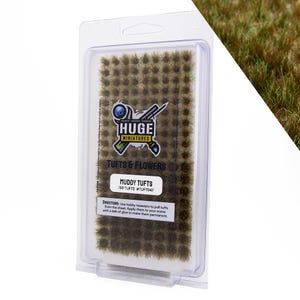 Huge Miniatures Grass Tufts, Muddy Static Grass for Diorama Scenery and Model Basing by Huge Minis – 150 Self-Adhesive Grass Tufts