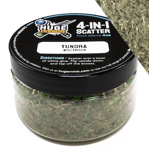 Huge Miniatures 4-in-1 Scatter, Tundra Scenic Model Basing Materials for Gaming and Tabletop or Diorama Railroad Layout – 4oz Resealable Jar