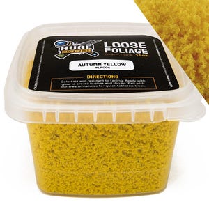Huge Miniatures Loose Foliage, Autumn Yellow Tree Flock for Terrain Model Kits and Hobby Train Scenery by Huge Minis – 16oz Resealable Tub