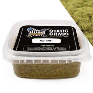 Huge Miniatures Static Grass, Yellowed Green 2mm Summer Spring Diorama Tabletop Scenery and Model Basing  Autumn Fall Winter – 8oz Container