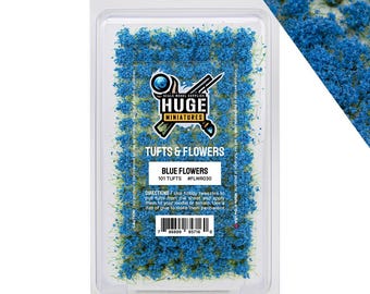 Huge Miniatures Flower Tufts, Blue Static Grass Shrubs for Diorama Dollhouse and Model Bases by Huge Minis – 100 Self-Adhesive Flower Tufts