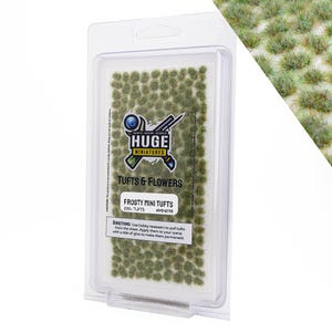 Huge Miniatures Mini Tufts, Frosty Static Grass for Historical Model Miniature Basing by Huge Minis – 200+ Self-Adhesive Grass Tufts