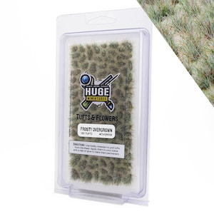 Huge Miniatures Overgrown Tufts, Frosty Static Grass for Diorama Scenery and Model Basing by Huge Minis – 100 Self-Adhesive Grass Tufts