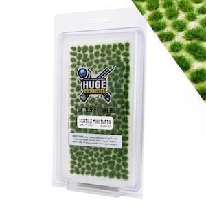 Huge Miniatures Mini Tufts, Fertile Static Grass for Historical Model Miniature Basing by Huge Minis – 200+ Self-Adhesive Grass Tufts