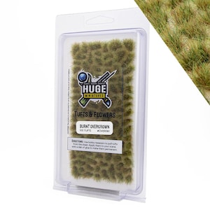 Huge Miniatures Overgrown Tufts, Burnt Static Grass for Diorama Scenery and Model Basing by Huge Minis – 100 Self-Adhesive Grass Tufts