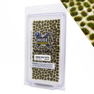 Huge Miniatures Mini Tufts, Muddy Static Grass for Historical Model Miniature Basing by Huge Minis – 200+ Self-Adhesive Grass Tufts