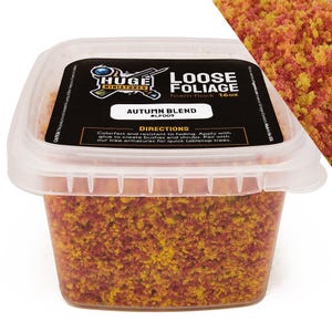 Huge Miniatures Loose Foliage, Autumn Blend Tree Flock for Terrain Model Kits and Hobby Train Scenery by Huge Minis – 16oz Resealable Tub