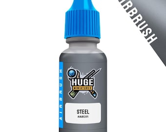 Huge Miniatures Airbrush Acrylic Paint, Steel Metallic Model Paint Miniature Scale Modeling Color – 17ml Dropper Bottle