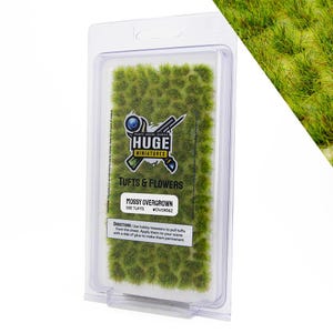 Huge Miniatures Overgrown Tufts, Mossy Static Grass for Diorama Scenery and Model Basing by Huge Minis – 100 Self-Adhesive Grass Tufts