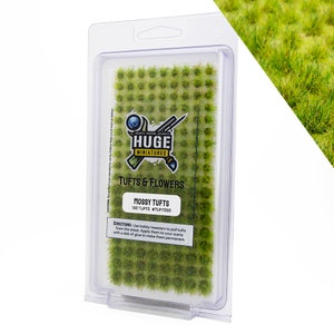 Huge Miniatures Grass Tufts, Mossy Static Grass for Diorama Scenery and Model Basing by Huge Minis – 150 Self-Adhesive Grass Tufts