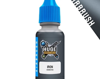 Huge Miniatures Airbrush Acrylic Paint, Iron Metallic Model Paint Miniature Scale Modeling Color – 17ml Dropper Bottle