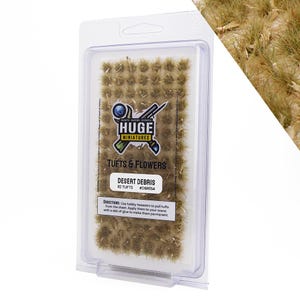 Huge Miniatures Debris Tufts, Desert Static Grass for Model Basing Scenery and Dioramas by Huge Minis – 82 Self-Adhesive Grass Tufts