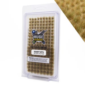 Huge Miniatures Grass Tufts, Desert Static Grass for Diorama Scenery and Model Basing by Huge Minis – 150 Self-Adhesive Grass Tufts