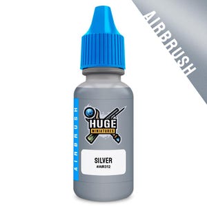 Huge Miniatures Airbrush Acrylic Paint, Silver Metallic Model Paint Miniature Scale Modeling Color – 17ml Dropper Bottle