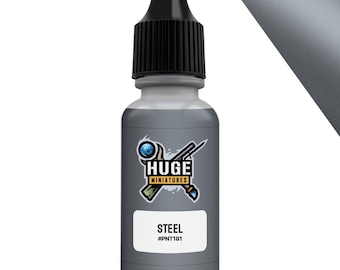 Huge Miniatures Acrylic Paint, Steel Metallic Model Paint Miniature Scale Modeling Color – 17ml Dropper Bottle