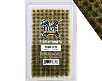 Huge Miniatures Grass Tufts, Muddy Static Grass for Diorama Scenery and Model Basing by Huge Minis – 150 Self-Adhesive Grass Tufts