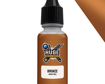Huge Miniatures Acrylic Paint, Bronze Metallic Model Paint Miniature Scale Modeling Color – 17ml Dropper Bottle