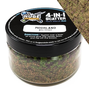 Huge Miniatures 4-in-1 Scatter, Moorland Scenery Model Basing Materials for Gaming and Tabletop or Diorama Railroad Layout – 4oz Jar
