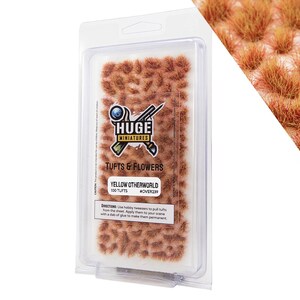 Huge Miniatures Otherworld Tufts, Yellow Static Grass for Diorama Scenery and Model Basing by Huge Minis – 100 Self-Adhesive Grass Tufts