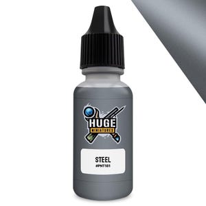 Huge Miniatures Acrylic Paint, Steel Metallic Model Paint Miniature Scale Modeling Color – 17ml Dropper Bottle