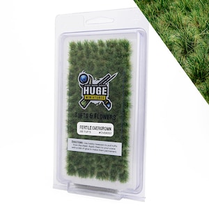 Huge Miniatures Overgrown Tufts, Fertile Static Grass for Diorama Scenery and Model Basing by Huge Minis – 100 Self-Adhesive Grass Tufts