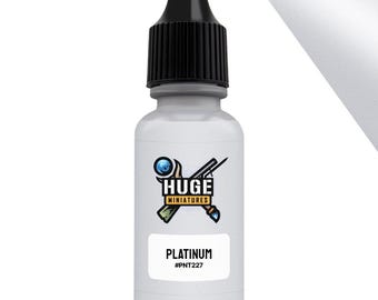Huge Miniatures Acrylic Paint, Platinum Metallic Model Paint Miniature Scale Modeling Color – 17ml Dropper Bottle