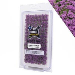 Huge Miniatures Flower Tufts, Purple Static Grass Shrubs for Diorama and Model Bases by Huge Minis – 100 Self-Adhesive Flower Tufts